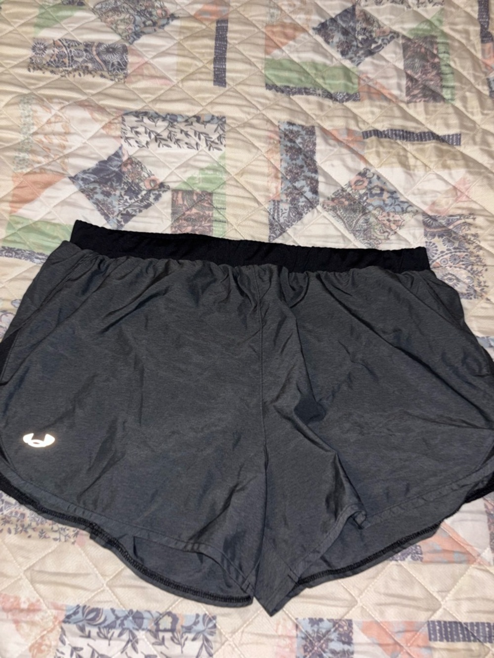 Under Armour Women's Dark Gray Athletic Shorts with Black Waistband